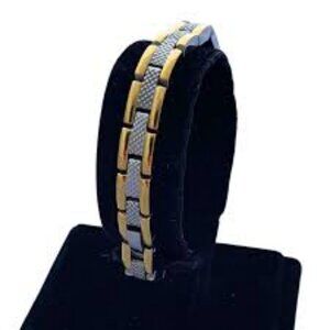 STAINLESS STEEL MAGNETIC GOLD AND SILVER ENERGY LINKED 7" BRACELET